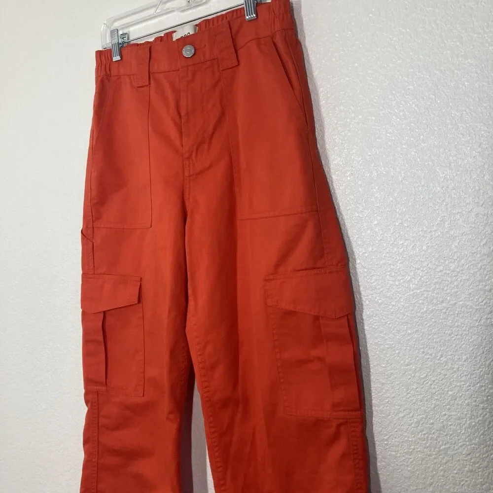 BDG Cargo Pants 27 Orange Zip Fly Straight Leg Elastic Waist